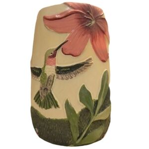 Hummingbird Floral Ceramic Vase - Toothbrush Holder Flower Vase Spring Decor